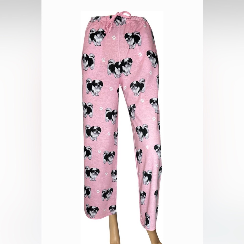 Comfies Shihtzu Pink Pajama Pants with Dog Print Size L NWT